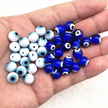 Nye 6/8/10mm Blå/Hvide Glasperler Evil Eye Perler til Smykker at Gøre DIY Håndlavede Armbånd Halskæde