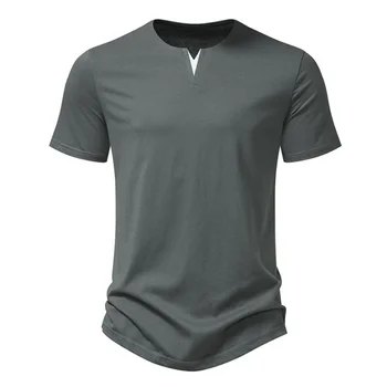 Nye Herre T-Shirt i Ren Farve V Krave kortærmede Toppe, t-Shirts Mænd T-Shirt Sort Tights Mand, T-Shirts Trænings-og Bomuld mænd tøj