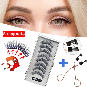 Nye MB 4 Par 5 Magnetiske Øjenvipper Naturlige Magnetiske Vipper 3D Mink Falske Øjenvipper Naturlig Effekt Makeup Sæt Gratis Fragt