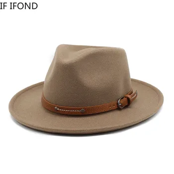 Nye Vintage Uld Bløde Uld Filt Fedora Hat Til Mænd, Kvinder, Efterår Og Vinter Buede Randen Trilby Jazz Hat Herre Party Dress Cap