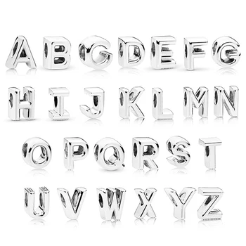 Nyt alfabet charms A-Z brev perle passer til pandora armbånd 3 mm slange kæde armbånd & halskæde tilbehør til kvinder gave