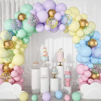 Pastel Pink Macaron Farve Ballon Guirlande-Arch Kæde Mat Rainbow Balloner Arch Fødselsdag, Bryllup, Baby Shower Dekoration