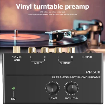Phono Preamp pre Amp-Forstærker med Niveau Volumen Kontrol RCA-Input / Output-1/4