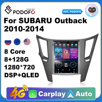 Podofo Autoradio 2Din Android Radio Carplay For SUBARU Outback 2010-2014 AI Stemme 4G GPS-Car Multimedia-Video-Afspiller, Stereoanlæg 2din