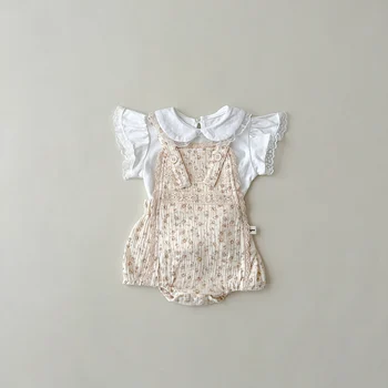 Prinsesse Baby Piger Tøj Sæt Sommer blomster Piger romper flyvende ærme top to-delt sæt Baby Pige Tøj Tøj