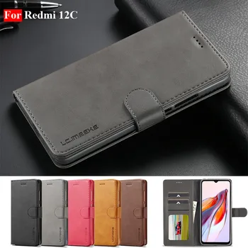 Redmi 12C Tilfælde Læder Vintage Telefon Tilfældet For Coque Xiaomi Redmi 12C Tilfælde Flip 360 Magnetiske Wallet Cover Til Redmi 12C Tilfælde Bog