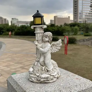 Romersk Søjle Engel Statue Solar Light Have Med Græsplæne Sti Lys Figur Skulpturer Solenergi Lampe Lyse Udendørs Lys Indretning