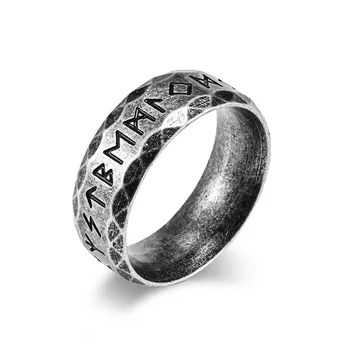 Rustfri stål Ring Punk Stil, Antik, Retro Mandlige Smykker Viking Ring Kvindelige Sort Amulet Vintage Nordiske Rune Ringer Til Kvinder