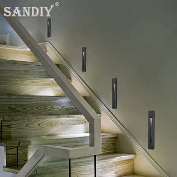 SANDIY væglampe Indlejret Trapper Led Lys Nightlights til Hus Renovering Trin Foyer Balkon Hjem Stigen Belysning med Max 3W