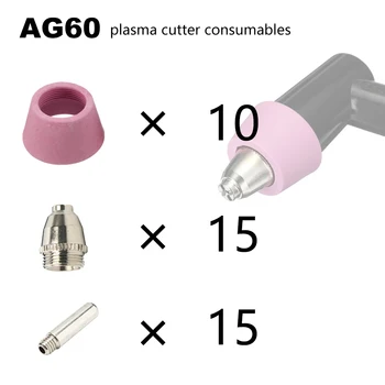 SG-55 AG-60 Aircondition, Plasma-KIT Dyser Elektroder TIPS 70Amp For Plasma Cutter skærebrænder Hjælpematerialer 40pcs