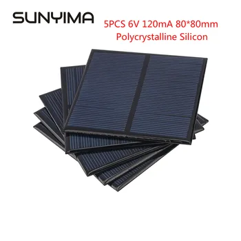SUNYIMA 5PCS 6V 150mA 80*80 mm Solceller Polykrystallinske Silicium solpanel DIY Batteriet Oplade Mini Solcelle Modul