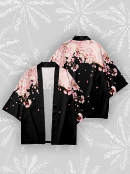 Sakura Kimono Kvinder Sommer Mode Lejligheder Yukata Mænds Japansk Strand Toppe Harajuku Cardigan Kimonoer Hanbok Overdimensionerede Streetwear