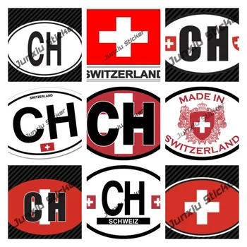 Schweiz Kode CH med Flag Hjem Stolthed Rejse Vinyl Bil Mærkat Germanske Oval Nationale Flag Decal Vandtæt Cover ridser