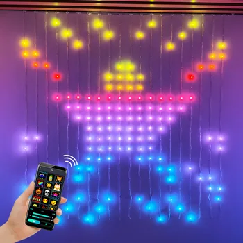 Smart Led Gardin Lys Bluetooth-App Music Sync DIY-få Vist det Billede, Tekst Streng RGB Farverige Landskab Belysning Dekoration