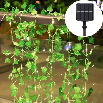 Sol-Vin Gardin Lys Udendørs Vandtæt, Modstandsdygtig over Ivy Lys LED Kunstige Rattan Grøn Plante Indretning Maple Leaf Garland Lampe