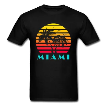 Sommer Fashion t-shirt Herre Amerikanske Miami 80'erne Solnedgang Landskab Grafiske T-Shirts Til Voksne Glade badeferie T-Shirt Afslappet
