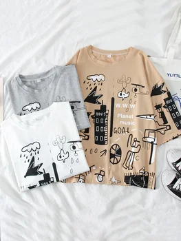 Sommeren Kvinder kortærmet sjove Print t-shirt harajuku Bomuld, casual løs T-shirts Ins ulzzang t-Shirts Toppe Til Kvinder streetwear