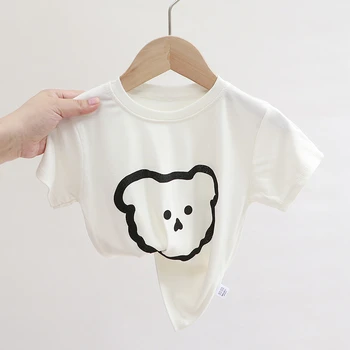 Spædbarn Tøj Sommeren Baby Drenge Bomuld Udskrivning Korte Ærmer 2022 Børn Piger Åndbar Casual T-shirts Mode Pige Toppe 1-3Y