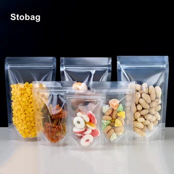 StoBag Gennemsigtige Lynlås Emballage til Fødevarer Taske Stå Klart for Slik, Te, Tørret Frugt Snack Nødder Opbevaring Brugerdefinerede Logo Engros