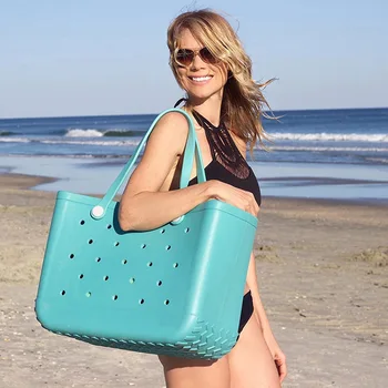 Stor Kapacitet Kvinder EVA Bløde Kurv Mode skuldertaske til Ladies Beach Ferie Shopping Bruge Vandtæt Afslappet Håndtaske