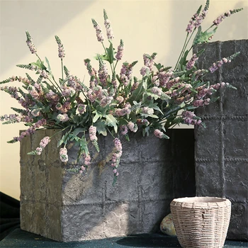 Strømmede vild Lavendel blomst falske græs kunstige plastik blomster til hjemmet indretning fleurs artificielles værelse dekorationer