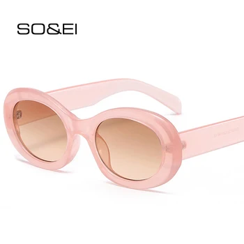 SÅ&EI Ins Populære Mode Ovale Solbriller Kvinder Retro Pink Leopard-Brillerne Mænd Nuancer UV400 Brand Designer Runde solbriller