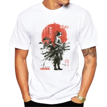 TEEHUB Hipster Zoro Samurai Wano Kuni Arc Mænd T-Shirt Kort Ærme O-Neck Tee Mode Anime Samurai Trykt t-shirts Sjove Toppe
