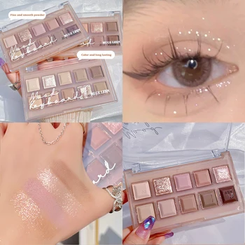 Taro Pink 10-Farve Glitter Drøm Eyeshadow Palette Vandtæt Naturlig Nøgen Mat Øjenskygge Pigment Charmerende Øjne Makeup Palet
