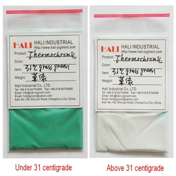 Thermochromic pulver hot aktiv pigment varmefølsomme pigment farve:græs grøn aktivere temperatur:31C,45C,1lot=10g.