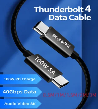 Thunderbolt-4-Kabel 2M 6.6 M 40Gbps USB4 Kabel-100W Magt og 8K Dual 4K Video Thunderbolt-Kompatibel Skærm-dockingstation