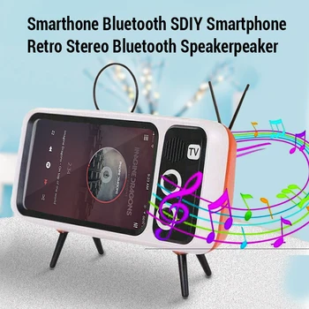 Til iPhone 4.7-5.5 tommer Retro-TV Mobiltelefon Holder Stand telefon Beslag Bluetooth-kompatibel Højttaler Bærbare Bluetooth Audio