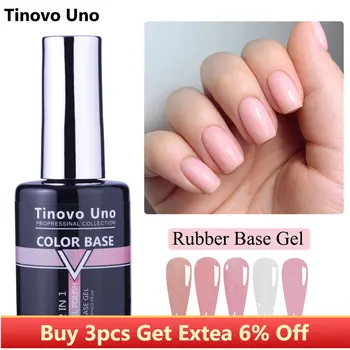 Tinovo Uno Gummi Base Gel Neglelak 12 ML UV-Semi Permanent Vernis fransk Lak Manicure Nude Farve Base Coat 2-I-1-Lak