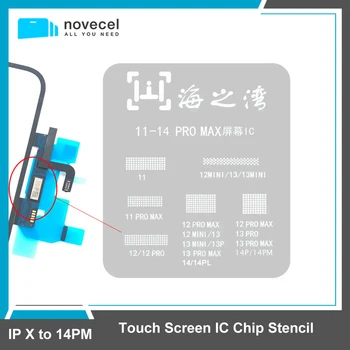 Touch Screen-IC Chip Stencil Til iPhone 11 12 13 14 Pro X XS Max LCD-Panel IC Tin Plantning Position Stålnet Telefon Reparation Værktøj
