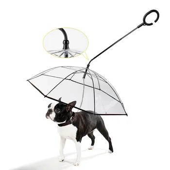 Transparent Pet Paraply Hund type C-Paraply Pet Supplies Justerbar Regnfuld Hund Gå Trækkende Reb Pet-Paraply