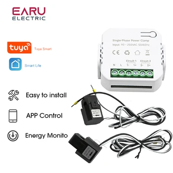 Tuya App Smart To-vejs Bilaterale WiFi Energi Meter 80-300A AC110V 220V med Klemme CT KWh elforbrug Skærm