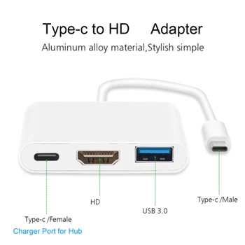 Type C Til HDMI-Kompatibelt USB 3.0-ladeadapteren Konverter USB-C 3.1 Hub Adapter Til Mac Air Pro Huawei Mate10 Samsung S8 Plus