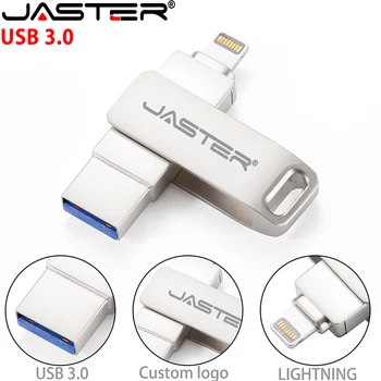 USB 3.0 Flash Drev 256GB Lyn Pen-Drev til IPhone 13 Sølv 2-i-1 Memory Stick 128GB Vandtæt Pendrive 64GB Storange
