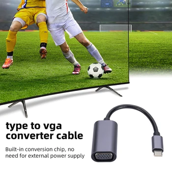 USB-C Til VGA-Video Kabel-Adapter Understøtter Hot Swapping Video Kabel Konverter Mobiltelefon, Bærbare 1080P HD for MacBook Air/Pro