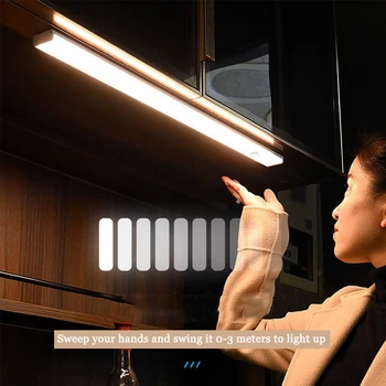 USB-genopladelige LED Nat Lys Motion Sensor Skab Køkken Kabinet Korridor Trappe Lys Trådløs Magnetisk Strip Nat Lampe
