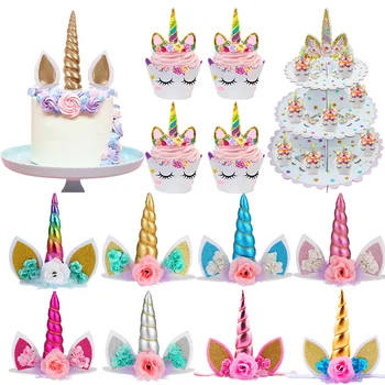 Unicorn Fødselsdag Kage Vinger Dekoration Tegnefilm Unicorn Kage Toppers Fødselsdag Dekoration Børn Cupcake Wrappers Kage Topper