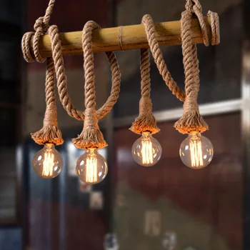 Vintage Reb bambus Vedhæng Lys Personlighed Loft Lys Hamp Reb til Køkken Hængende Lampe, en Café, en Bar Indretning Kampprogram