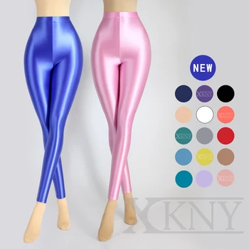 XCKNY ny farve S-3XL satin med blank uigennemsigtig leggless bukser sexet strømpebukser slank høj Elasticitet silkeblød yoga svømme sport blanke bukser