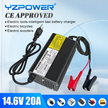 YZPOWER 14.6 V 20A Lithium Lifepo4 Batteri Oplader Til 4S 14.6 V Batteri Ebike Elektrisk Cykel Aluminium Med Fans & CE