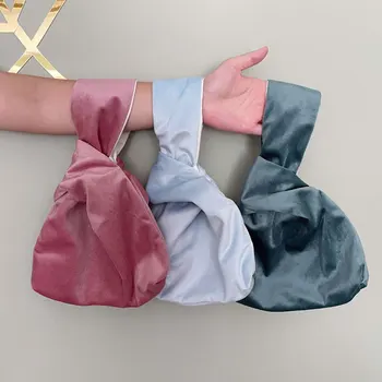 Youda Kvinder Vintage Velvet Tote Taske Kvindelige Klud Kunst Håndled Taske Unge Damer, Afslappet Shopping Pack Piger Genanvendelige Folde Poser