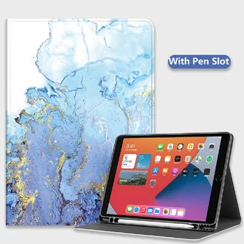 for Lenovo P11 Pro Plus Xiaoxin Pad Tilfælde Marmor Mønster Flip Ærme Tablet Stå Stødsikkert Shell Beskyttende Cover med Pen Slot
