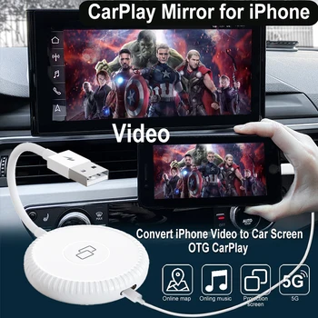iPhone CarPlay til Bil Spejl Adapter, Apple Kablede CarPlay USB Dongle med PD-Kabel til at Konvertere iPhone Skærm til Bil-Skærm