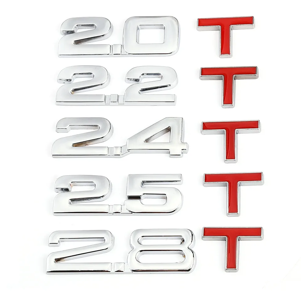 Bil 3D Metal 1.6 1.8 T T 2.2 T 2,5 T 3.0 T-Logo Klistermærke Logo Badge Decals Auto Hale Klistermærke til BMW, Mercedes, Ford, Audi, Toyota Honda - 2