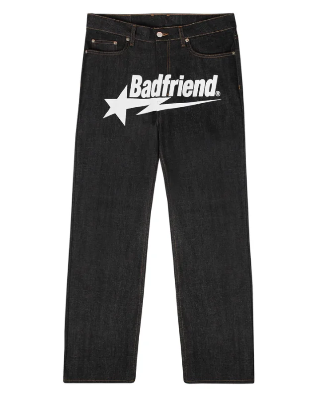 Y2k Jeans Hip Hop Badfriend Brev Udskrivning, Sort Baggy Bukser 2023 Nye Harajuku Mode Punk Rock Bred Fod Streetwear Bukser - 0