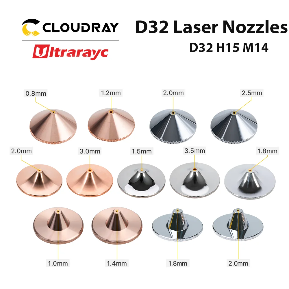 Ultrarayc Fiber Laser-Dyser af Type C, Bule Enkelt Dobbelt Forkromet Lag D32 H15 M14 Kaliber 0.8-6 til Raytools Laser Hoved - 5