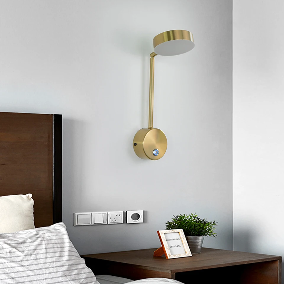 Moderne og enkle LED indendørs belysning væg lampe 9W touch-trinløs dæmpning hjem soveværelse sengen spejl justerbare vægbeslag lampe - 2